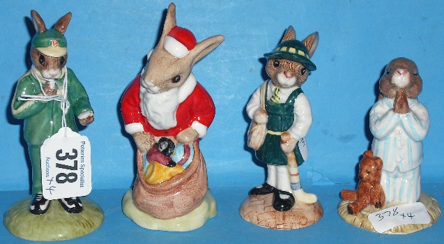 Appraisal: Royal Doulton Bunnykins Figures Bedtime DB School Days DB Stopwatch