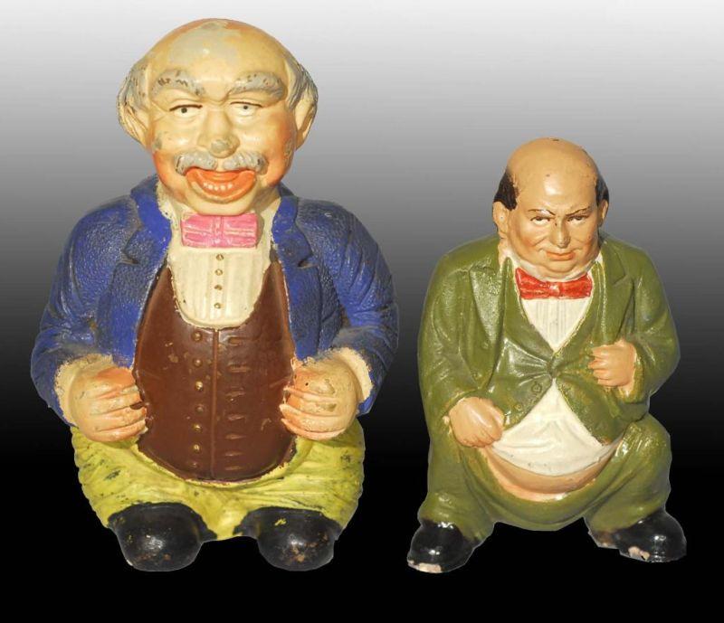 Appraisal: Lot of Squatting Men Pottery Still Banks Description Austrian s