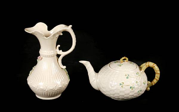 Appraisal: A group of Belleek porcelain table articles comprising a ewer