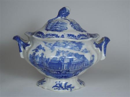 Appraisal: An early th century 'Modern Athens' pattern blue printed soup