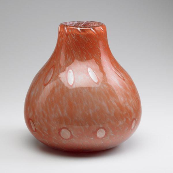 Appraisal: VERRERIES DE LA MULATIERE Mulaty bulbous glass vase in mottled