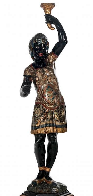 Appraisal: A TH CENT VENETIAN BLACKAMOOR FIGURE ON PLINTH A carved