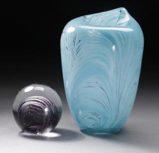 Appraisal: pcs contemporary art glass Two pieces of contemporary art glass