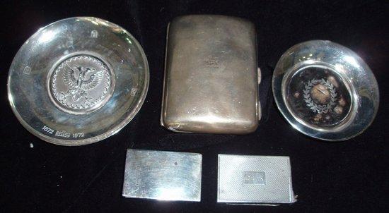 Appraisal: A cigarette case A JZ Birmingham together with two matchbox