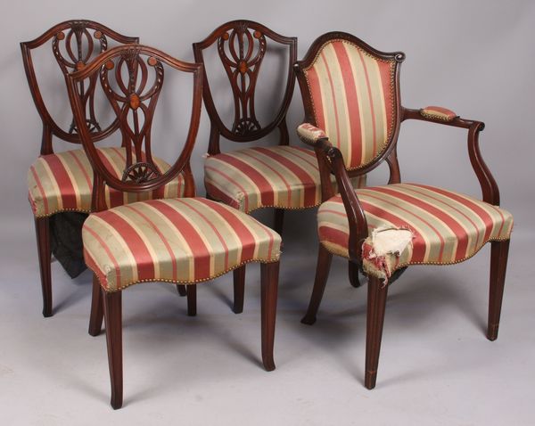 Appraisal: Four early th Century Federal Style Mahogany chairs one arm