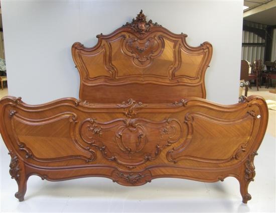 Appraisal: th century mahogany French king size bed carved in the