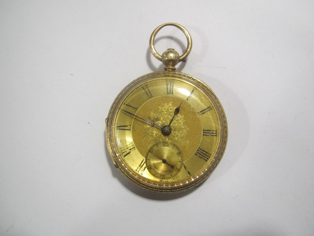 Appraisal: Victorian ct gold cased open faced pocket watch with gold