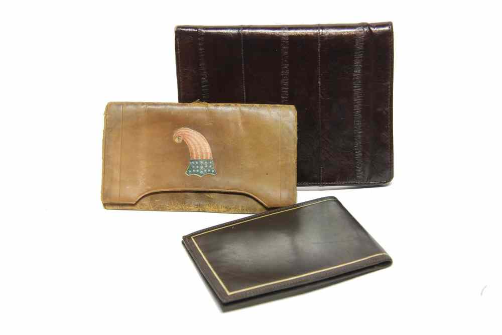 Appraisal: WALLETS - Lot of Italian black gold bifold '' x