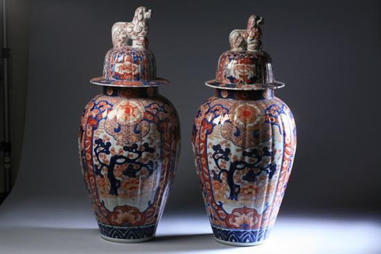 Appraisal: PAIR JAPANESE IMARI PORCELAIN JARS AND COVERS - in high