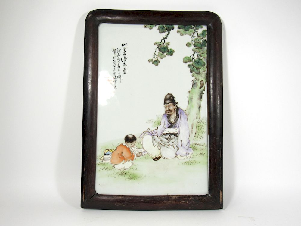 Appraisal: Porcelain Plaque Signed Wang Qi Republic Period China From a