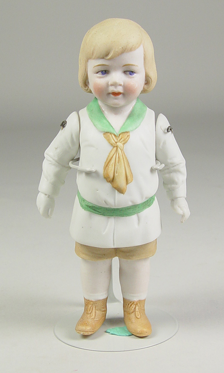 Appraisal: German All-Bisque Boy Painted blue side-glancing eyes Single stroke brow