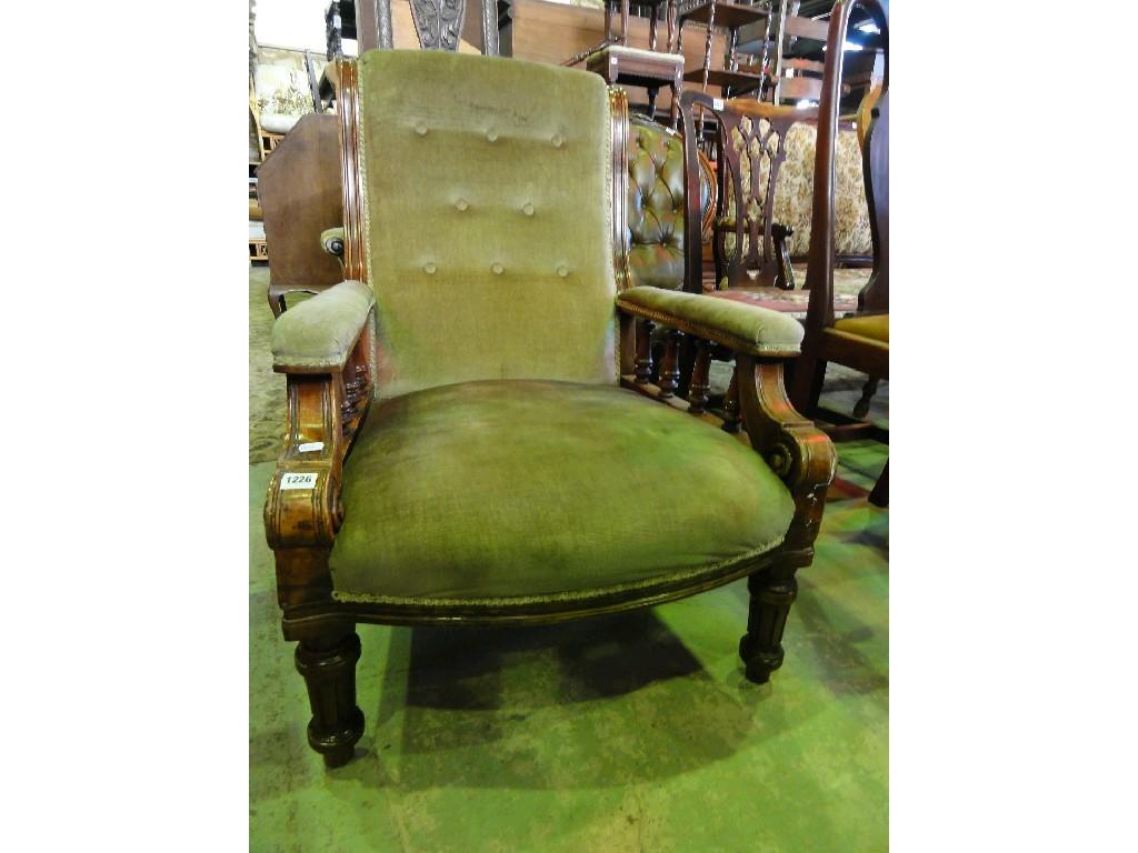 Appraisal: A Victorian drawing room chair with upholstered seat and shaped