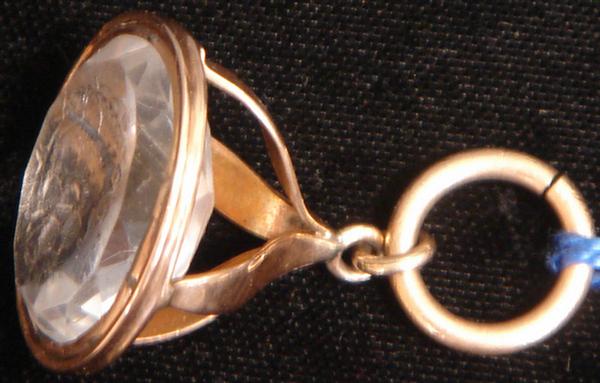 Appraisal: Unmarked YG watch fob set with a clear stone with