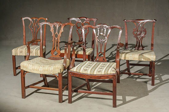 Appraisal: Eight Chippendale Mahogany Assembled Dining Chairs American and English Last