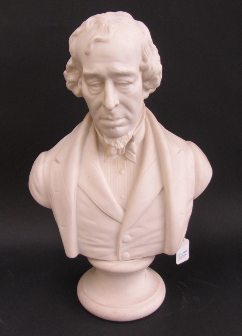 Appraisal: A Turner and Wood parian bust of 'Benjamin Disraeli' raised