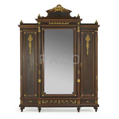 Appraisal: LOUIS XVI STYLE GILT BRONZE MOUNTED ARMOIRE Condition Report