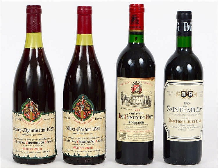 Appraisal: FOUR BOTTLES OF FRENCH VINTAGE RED WINESComprising two Aloxe-Croton and