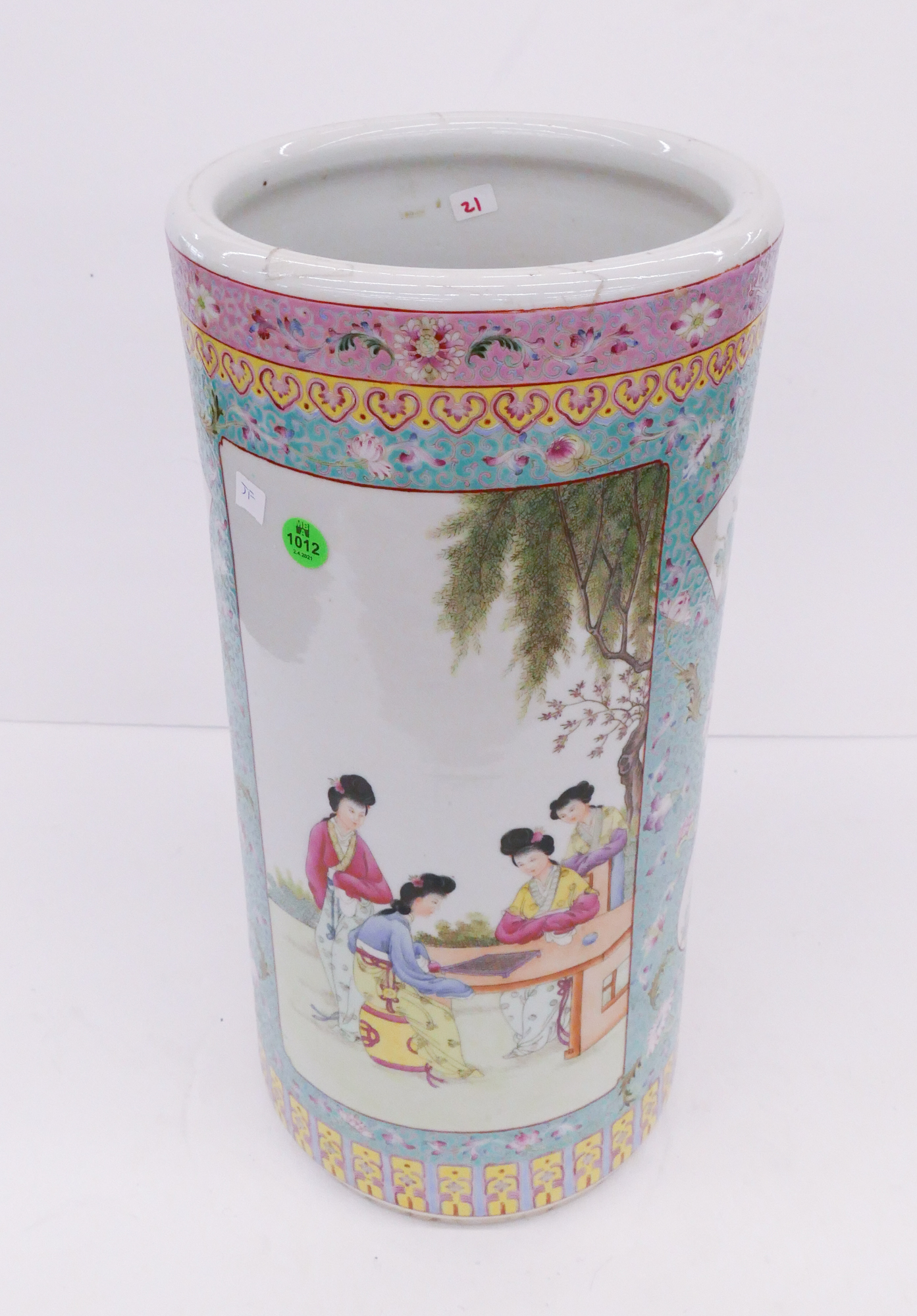 Appraisal: Chinese Famille Rose Porcelain Umbrella Stand- ''