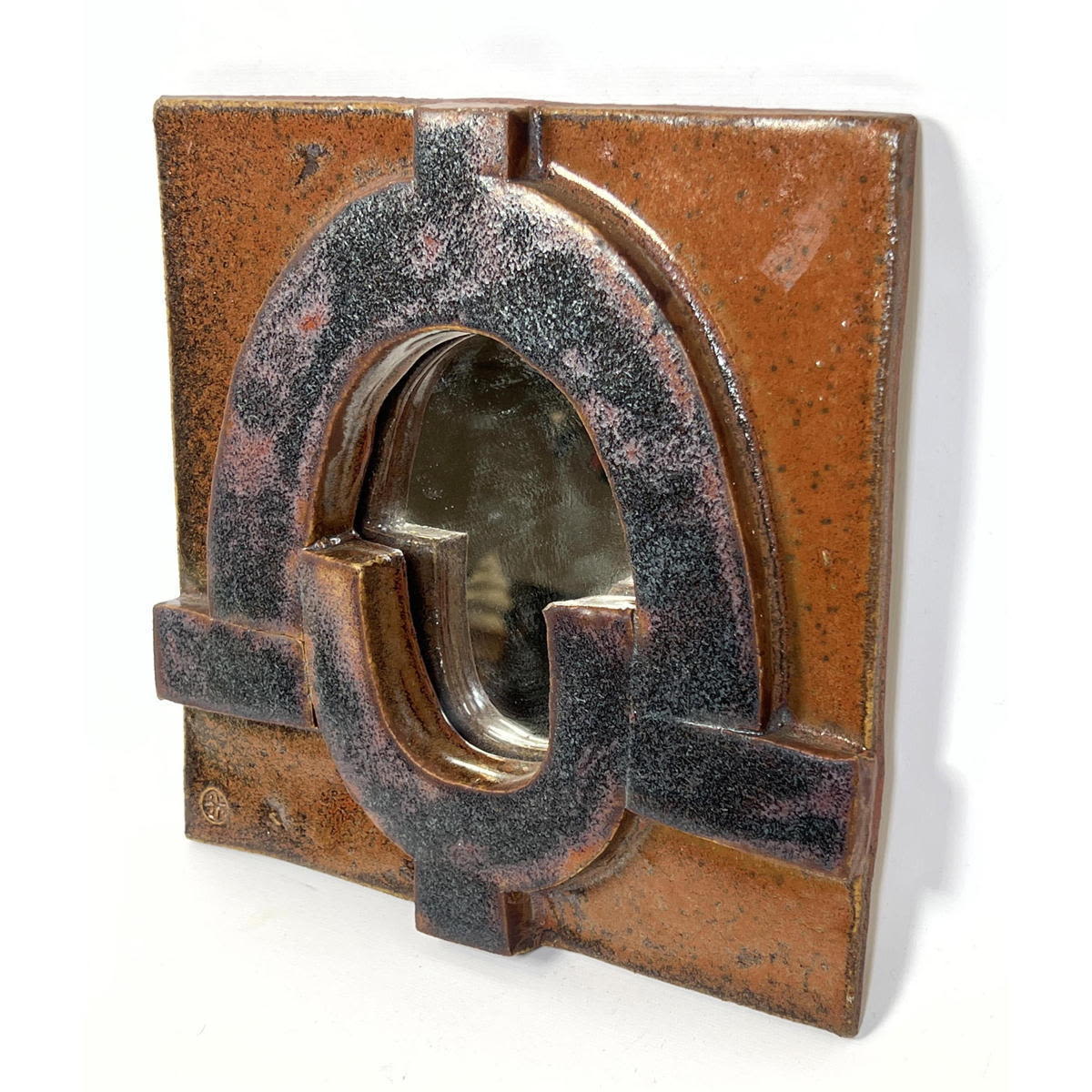 Appraisal: Michael Cohen Stoneware Abstract Modern Stoneware Wall Plaque Mirror Dimensions