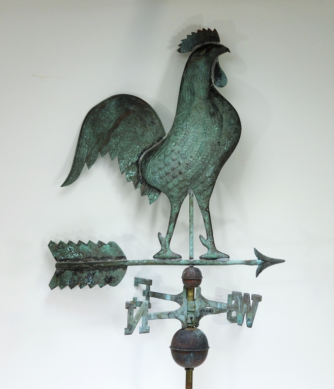 Appraisal: AMERICAN FULL BODY COPPER ROOSTER WEATHERVANE United States Circa Full