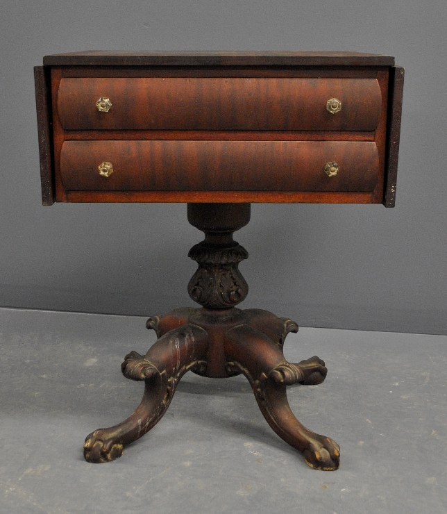 Appraisal: - Empire Revival mahogany two-drawer work table h x w