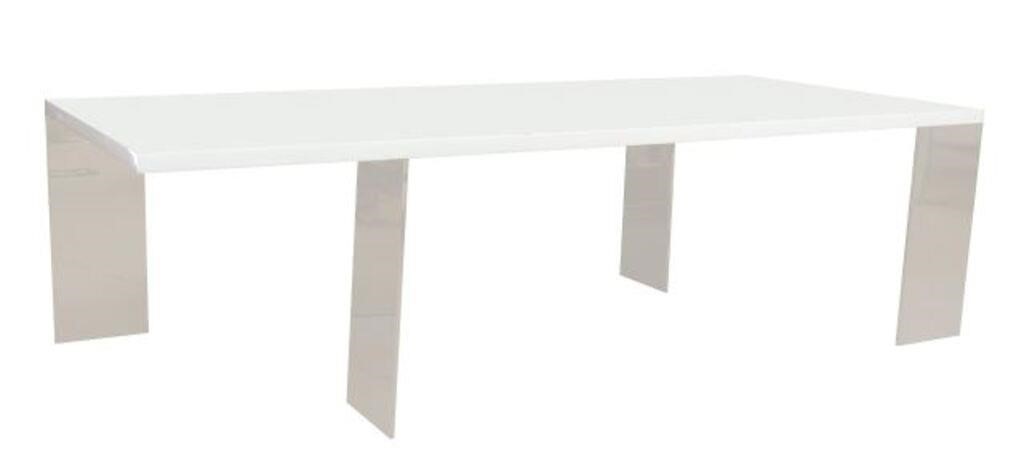 Appraisal: Contemporary conference table st c white tabletop rising on chromed