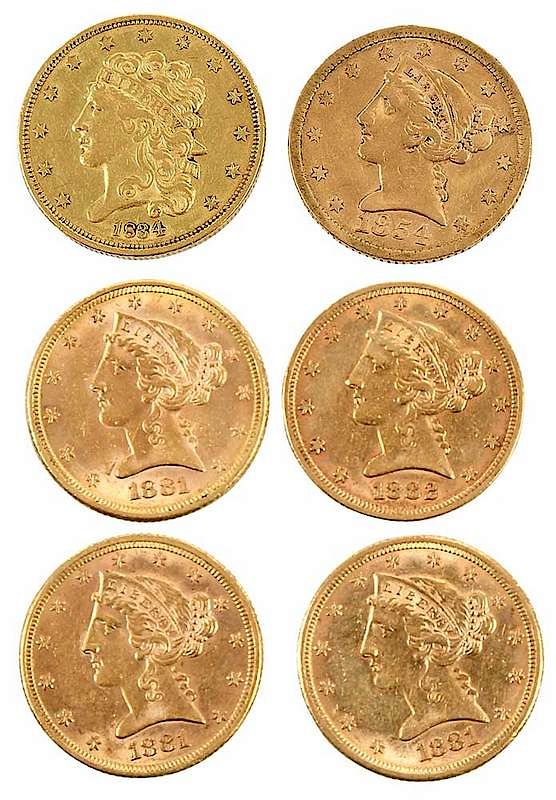 Appraisal: Group of Twenty Five Dollar Gold Coins Liberty head dates