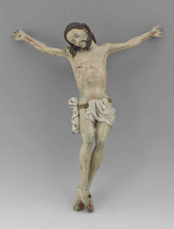 Appraisal: EARLY CARVED GESSO AND PAINTED WOODEN CORPUS CHRISTI Probably th