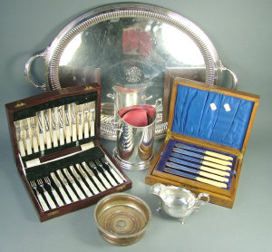 Appraisal: A collection of silver plated items to include a large