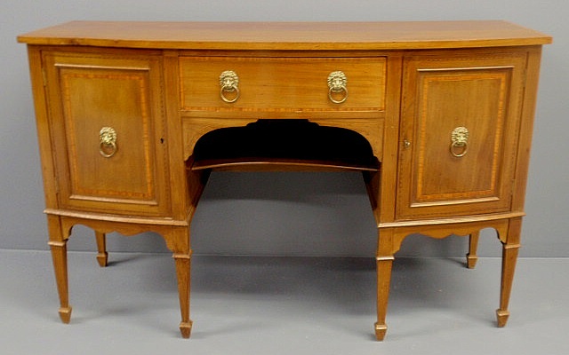 Appraisal: Hepplewhite style inlaid mahogany D-shaped sideboard h x w x