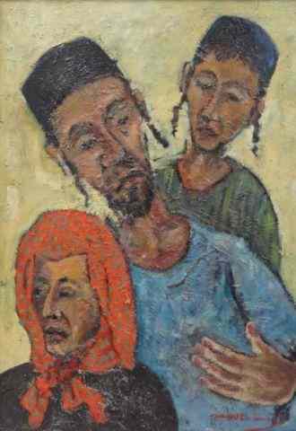 Appraisal: SMIRA Shaoul Oil on Burlap ''Yemenites ''Signed lower right and