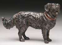 Appraisal: FINE RUSSIAN SILVER AND GEMSTONE FIGURE OF A DOG marked