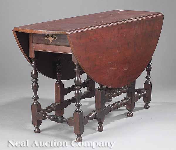 Appraisal: An Antique William and Mary Walnut Gateleg Table later circular