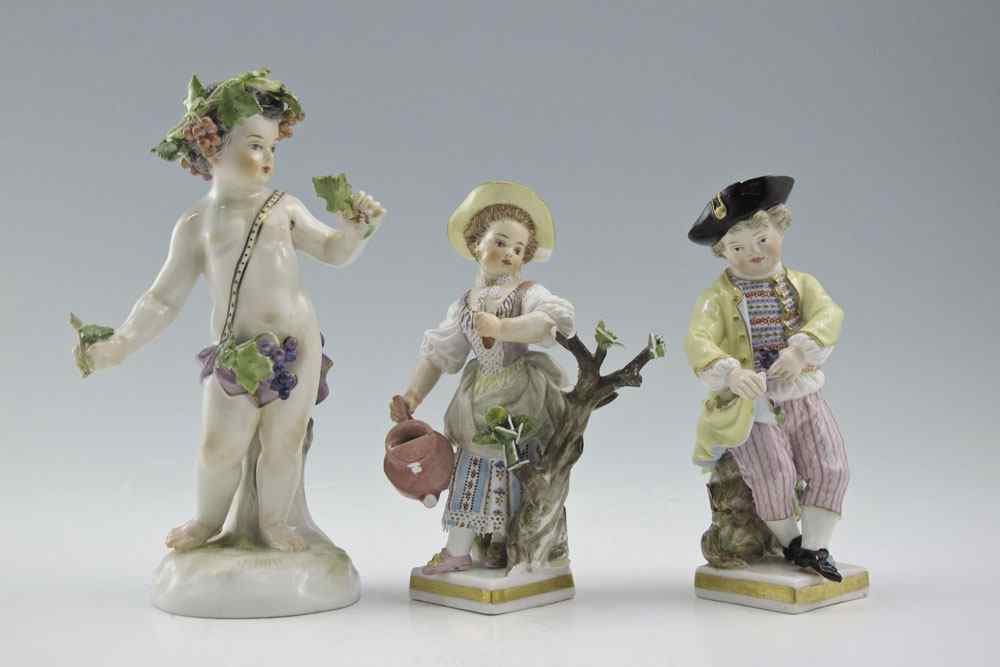 Appraisal: GROUP OF MEISSEN PORCELAIN FIGURES Bacchanalian child '' tall Sold