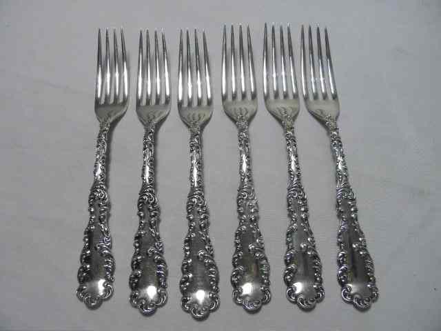 Appraisal: Six RW S Sterling silver dinner forks Each measures ''