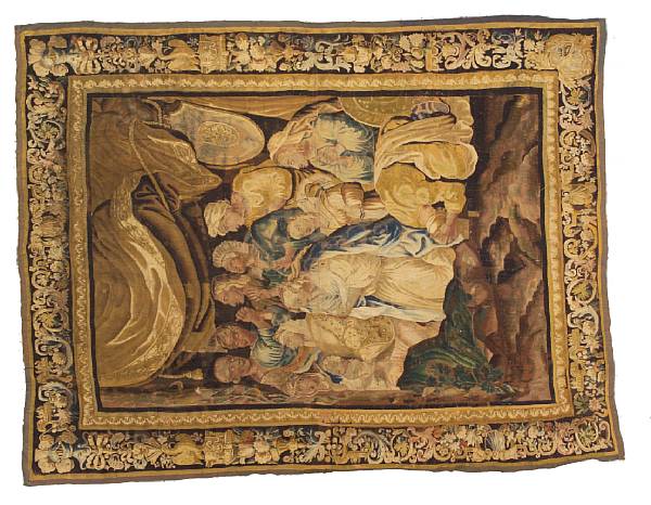 Appraisal: An Aubusson tapestry France th century size approximately ft in