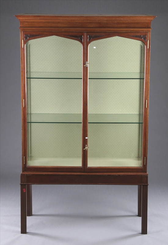 Appraisal: MONUMENTAL GLASS DISPLAY CABINET ON WOODEN BASE Late th century