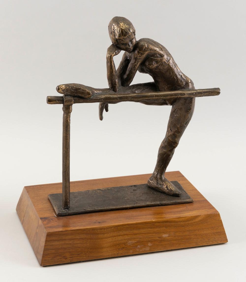 Appraisal: BRONZE SCULPTURE OF A BALLERINA STRETCHING AT A BARRE CIRCA