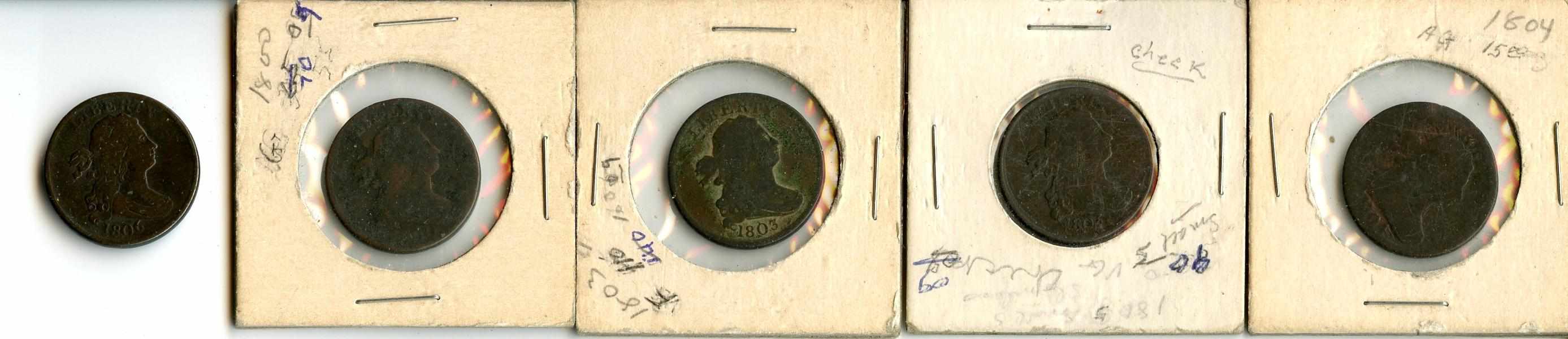 Appraisal: Draped Bust Half Cents Included are and All are well