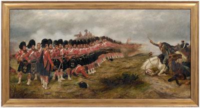 Appraisal: Panoramic Crimean War painting rd Highlanders against the Russian Cavalry