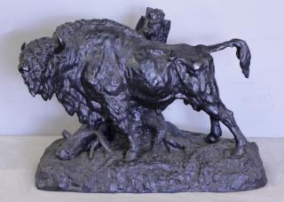 Appraisal: BACH Robert Bronze Bison Signed in Cyrillic and dated on