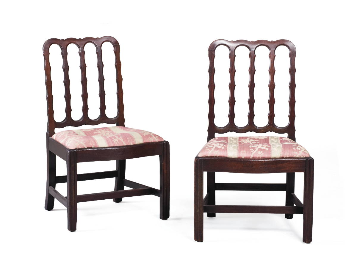 Appraisal: PAIR OF IRISH GEORGIAN MAHOGANY SIDE CHAIRS Each with an