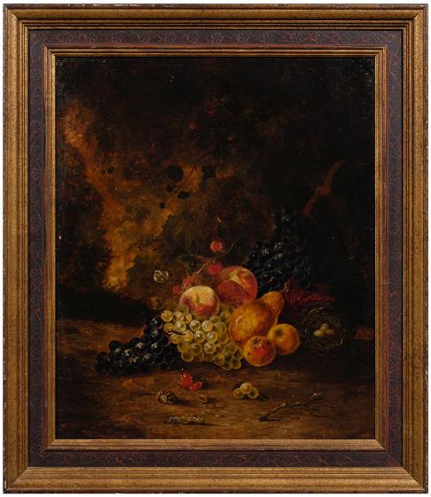 Appraisal: Thomas Whittle Sr painting still life with fruit bird s