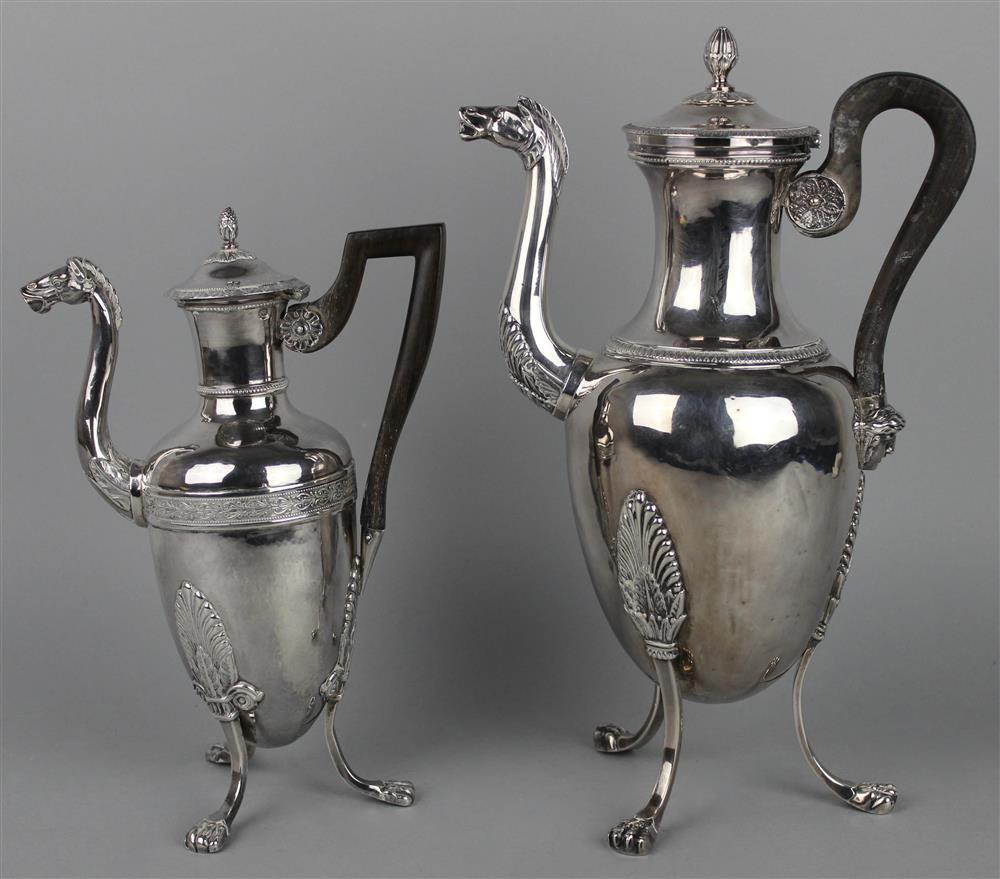 Appraisal: TWO FRENCH REGENCE SILVER TEAPOTS the first early th Century