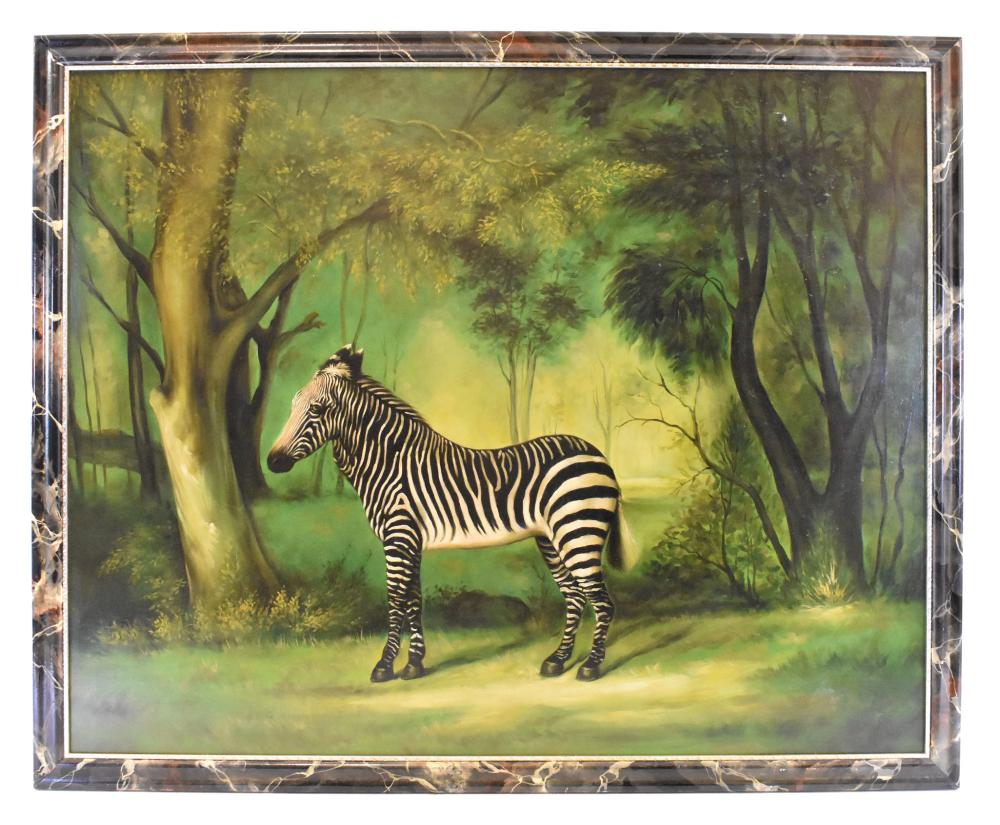 Appraisal: AMERICAN SCHOOL TH CENTURY PAINTINGZebra in the Forest Unsigned Oil