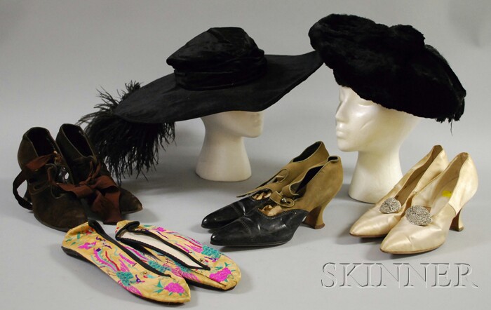 Appraisal: Group of Antique Lady's Accessories a velvet and feather hat