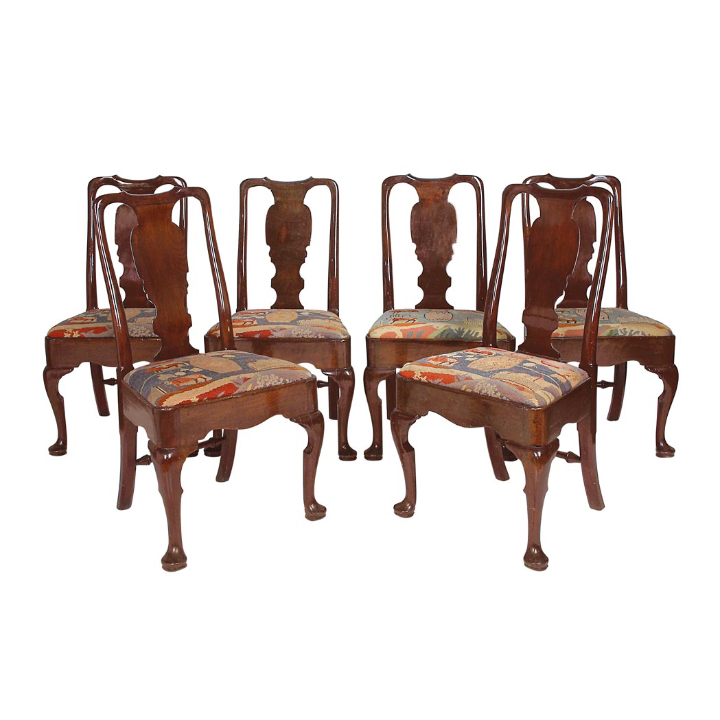 Appraisal: Set of Six George III Mahogany and Walnut Dining Chairs