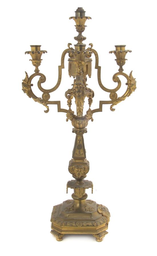 Appraisal: Sale Lot A Neoclassical Style Gilt Bronze Five-Light Candelabrum each