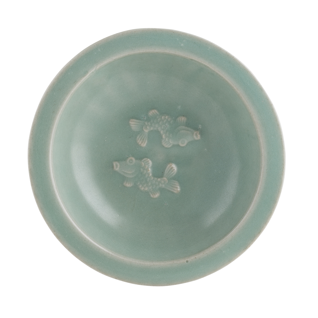 Appraisal: CELADON 'TWIN FISH' DISH SONG DYNASTY potted with rounded sides