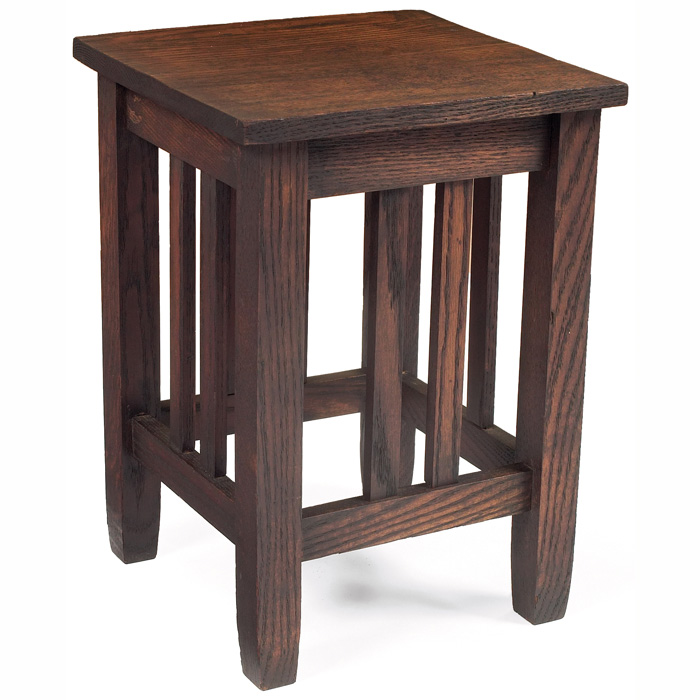 Appraisal: Arts Crafts tabouret rectangular top supported by tapered legs and